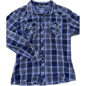 BKE Men’s Athletic Fit Flannel Shirt – Purple Plaid, Large